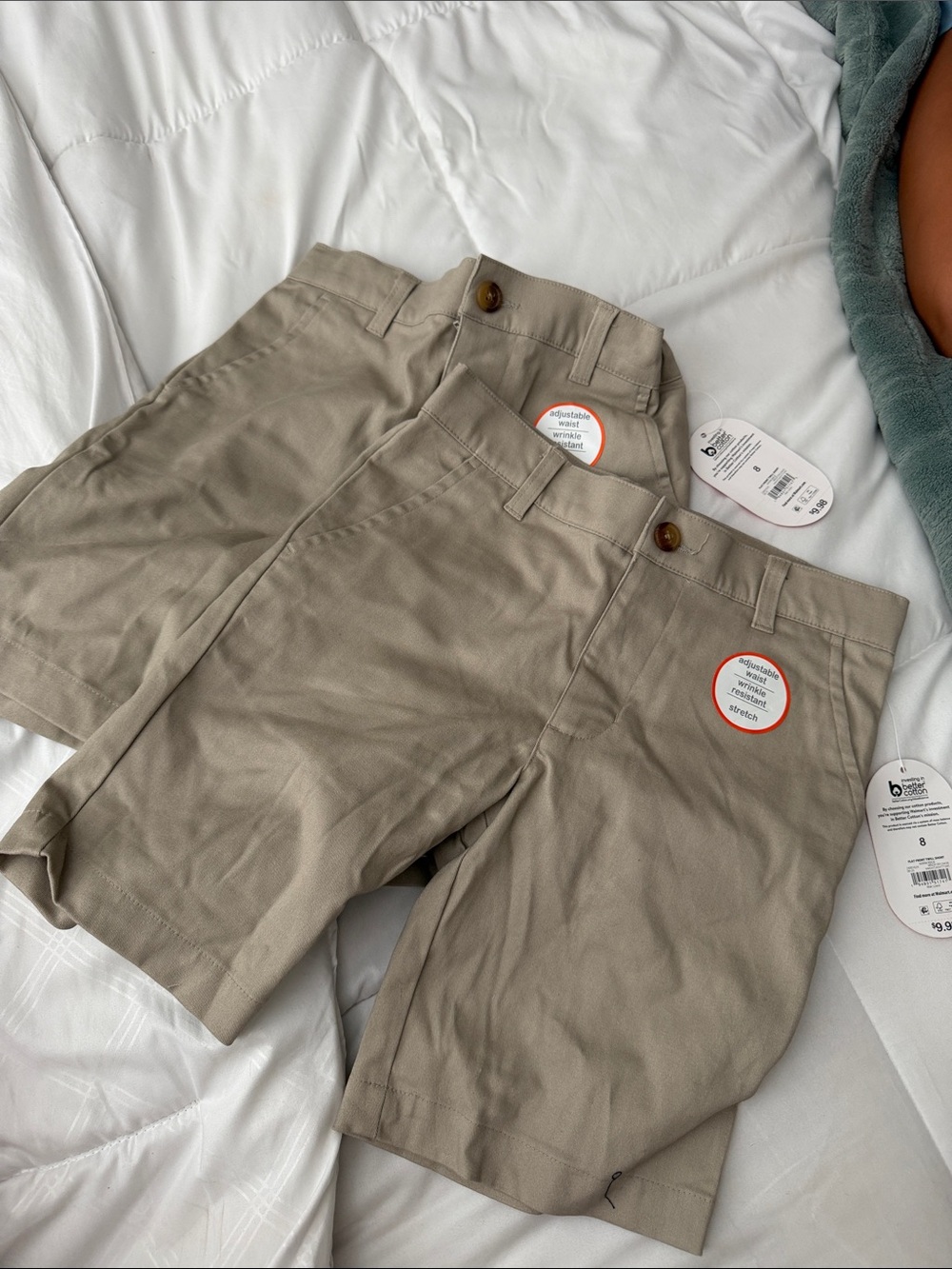 wonder nation Khaki/Tan Boys' Classic Flat-Front Shorts - 2 Pack
